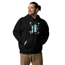 Load image into Gallery viewer, Wonkiness is Gnominess Blue Gnome with Green Hat Unisex Hoodie