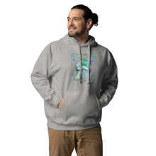 Load image into Gallery viewer, Wonkiness is Gnominess Blue Gnome with Green Hat Unisex Hoodie