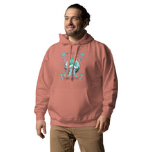 Load image into Gallery viewer, Wonkiness is Gnominess Blue Gnome with Green Hat Unisex Hoodie