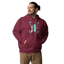 Load image into Gallery viewer, Wonkiness is Gnominess Blue Gnome with Green Hat Unisex Hoodie