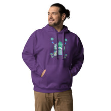 Load image into Gallery viewer, Wonkiness is Gnominess Blue Gnome with Green Hat Unisex Hoodie