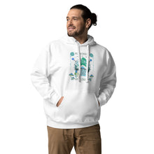 Load image into Gallery viewer, Wonkiness is Gnominess Blue Gnome with Green Hat Unisex Hoodie