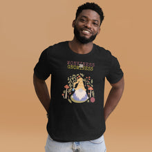 Load image into Gallery viewer, Wonkiness is Gnominess Purple Gnome with Yellow Chevron Hat Unisex T-shirt