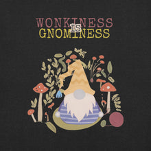 Load image into Gallery viewer, Wonkiness is Gnominess Purple Gnome with Yellow Chevron Hat Unisex T-shirt