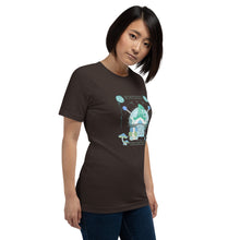 Load image into Gallery viewer, Wonkiness is Gnominess Blue Gnome with Green Hat T-shirt