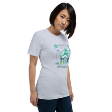 Load image into Gallery viewer, Wonkiness is Gnominess Blue Gnome with Green Hat T-shirt