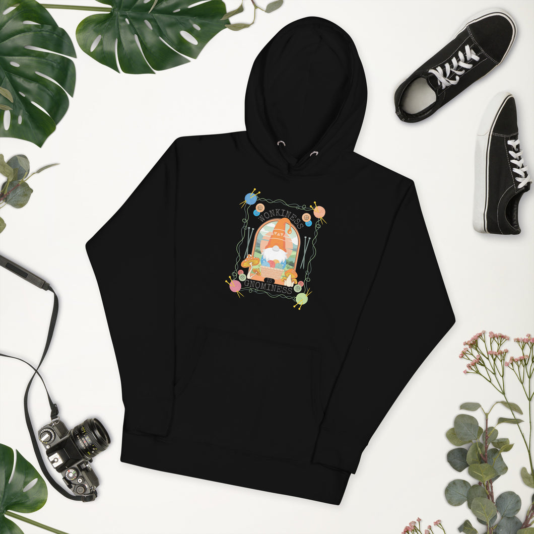 Wonkiness is Gnominess Gnome with Orange Hat Unisex Hoodie