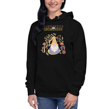 Load image into Gallery viewer, Wonkiness is Gnominess Purple Gnome with Yellow Chevron Hat Unisex Hoodie
