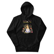 Load image into Gallery viewer, Wonkiness is Gnominess Purple Gnome with Yellow Chevron Hat Unisex Hoodie
