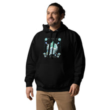Load image into Gallery viewer, Wonkiness is Gnominess Blue Gnome with Green Hat Unisex Hoodie
