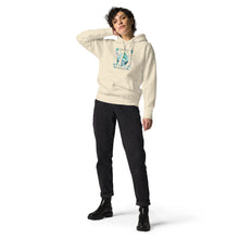 Load image into Gallery viewer, Wonkiness is Gnominess Blue Gnome with Green Hat Unisex Hoodie
