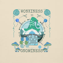 Load image into Gallery viewer, Wonkiness is Gnominess Blue Gnome with Green Hat Unisex Hoodie
