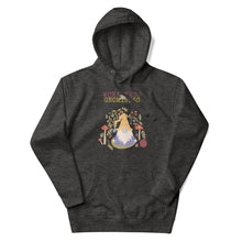 Load image into Gallery viewer, Wonkiness is Gnominess Purple Gnome with Yellow Chevron Hat Unisex Hoodie

