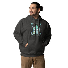 Load image into Gallery viewer, Wonkiness is Gnominess Blue Gnome with Green Hat Unisex Hoodie
