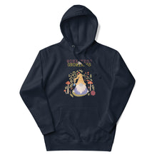 Load image into Gallery viewer, Wonkiness is Gnominess Purple Gnome with Yellow Chevron Hat Unisex Hoodie
