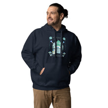 Load image into Gallery viewer, Wonkiness is Gnominess Blue Gnome with Green Hat Unisex Hoodie
