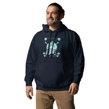Load image into Gallery viewer, Wonkiness is Gnominess Blue Gnome with Green Hat Unisex Hoodie

