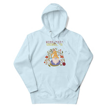 Load image into Gallery viewer, Wonkiness is Gnominess Purple Gnome with Yellow Chevron Hat Unisex Hoodie
