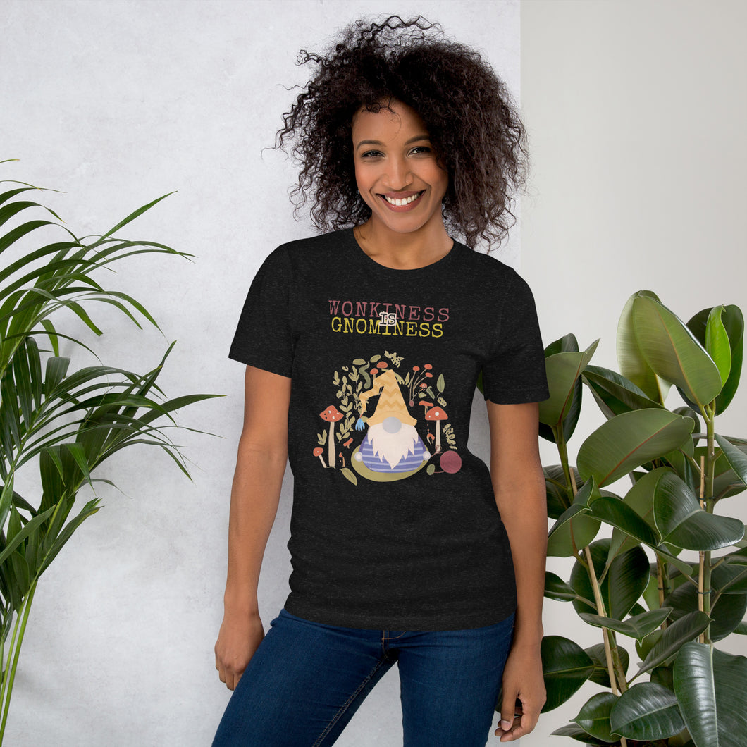Wonkiness is Gnominess Purple Gnome with Yellow Chevron Hat Unisex T-shirt
