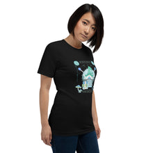 Load image into Gallery viewer, Wonkiness is Gnominess Blue Gnome with Green Hat T-shirt
