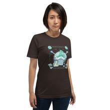 Load image into Gallery viewer, Wonkiness is Gnominess Blue Gnome with Green Hat T-shirt
