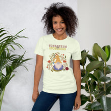 Load image into Gallery viewer, Wonkiness is Gnominess Purple Gnome with Yellow Chevron Hat Unisex T-shirt
