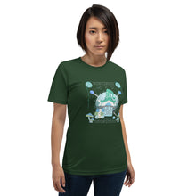 Load image into Gallery viewer, Wonkiness is Gnominess Blue Gnome with Green Hat T-shirt
