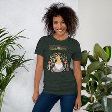 Load image into Gallery viewer, Wonkiness is Gnominess Purple Gnome with Yellow Chevron Hat Unisex T-shirt

