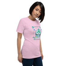 Load image into Gallery viewer, Wonkiness is Gnominess Blue Gnome with Green Hat T-shirt
