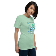 Load image into Gallery viewer, Wonkiness is Gnominess Blue Gnome with Green Hat T-shirt
