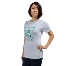 Load image into Gallery viewer, Wonkiness is Gnominess Blue Gnome with Green Hat T-shirt
