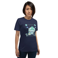 Load image into Gallery viewer, Wonkiness is Gnominess Blue Gnome with Green Hat T-shirt
