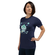 Load image into Gallery viewer, Wonkiness is Gnominess Blue Gnome with Green Hat T-shirt
