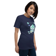 Load image into Gallery viewer, Wonkiness is Gnominess Blue Gnome with Green Hat T-shirt
