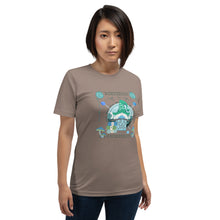 Load image into Gallery viewer, Wonkiness is Gnominess Blue Gnome with Green Hat T-shirt
