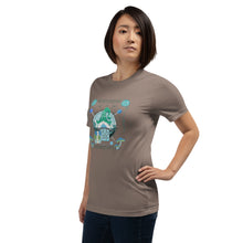 Load image into Gallery viewer, Wonkiness is Gnominess Blue Gnome with Green Hat T-shirt
