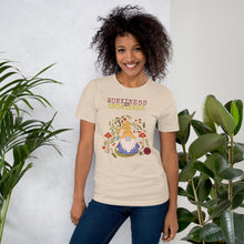 Load image into Gallery viewer, Wonkiness is Gnominess Purple Gnome with Yellow Chevron Hat Unisex T-shirt
