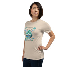 Load image into Gallery viewer, Wonkiness is Gnominess Blue Gnome with Green Hat T-shirt
