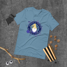 Load image into Gallery viewer, Wonkiness is Gnominess Blue Medallion T-shirt
