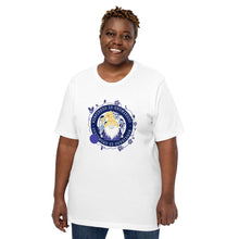 Load image into Gallery viewer, Wonkiness is Gnominess Blue Medallion T-shirt
